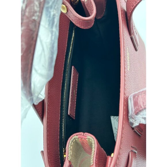 Burberry Small Banner Leather Horse Check Crossbody Shoulder bag Crimson - Picture 5 of 16